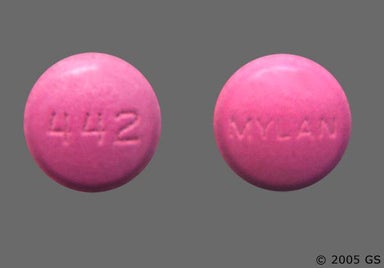 Purple Round Mylan And 442 - Perphenazine/Amitriptyline Hydrochloride 2mg-25mg Tablet