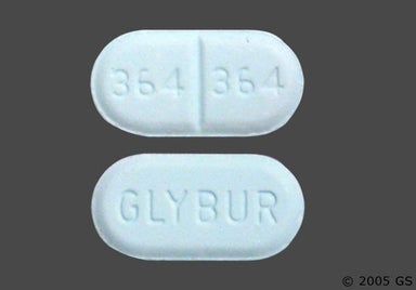Blue Oblong 364 364 - Glyburide 5mg Tablet