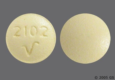 Yellow Round 2102 V - Amitriptyline Hydrochloride 25mg Tablet