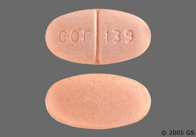 Peach Oval Cor 139 - Methenamine Hippurate 1g Tablet
