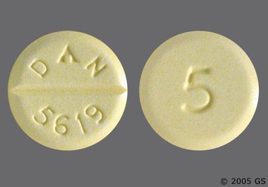 Yellow Round DAN 5619 - Diazepam 5mg Tablet