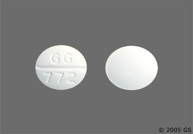 White Round GG 772 - Glipizide 10mg Tablet