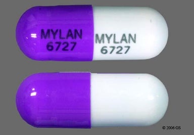 Blue, Purple Capsule MYLAN 6727 MYLAN 6727 - Zonisamide 100mg Capsule