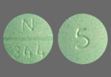 Green Round N 344 - Glyburide 5mg Tablet