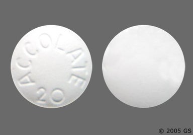 White Round ACCOLATE 20 - Zafirlukast 20mg Tablet