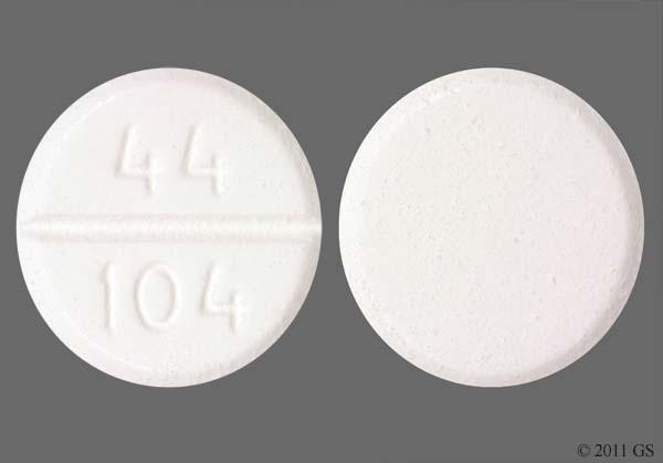 White Round 44 104 - Select Brand Pain Reliever 325mg Tablet.