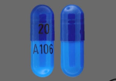 Blue Capsule 20 A106 - Fluoxetine Hydrochloride 20mg Capsule