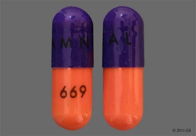 Orange, Purple Capsule AMNEAL 669 - Acebutolol Hydrochloride 200mg Capsule