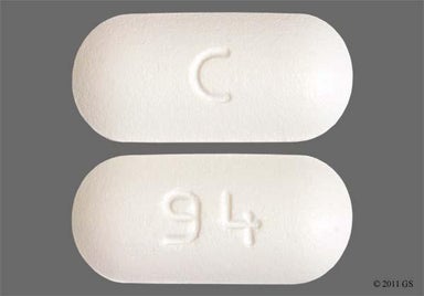 White Oblong 94 - Ciprofloxacin Hydrochloride 500mg Tablet