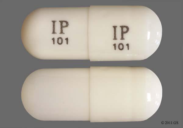 This medicine is a white capsule imprinted with "IP 101 IP 101" a...