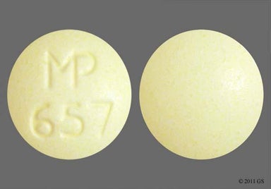 Yellow Round MP 657 - Clonidine Hydrochloride 0.1mg Tablet