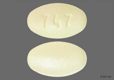 Yellow Oval 747 - Losartan Potassium/Hydrochlorothiazide 100mg-25mg Tablet