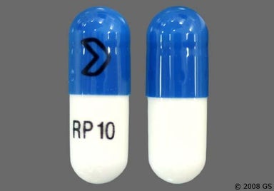 Blue, White Capsule LOGO RP 10 - Ramipril 10mg Capsule