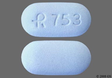 Blue Oblong LOGO 753 - Glyburide/Metformin Hydrochloride 5mg-500mg Tablet