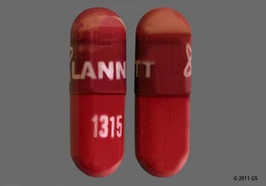 Red Capsule LOGO LANNETT 1315 - Rifampin 300mg Capsule
