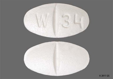 White Oval W 34 - Metoprolol Succinate 25mg Extended-Release Tablet