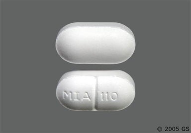 White Oblong Mia 110 - BAC 50mg-325mg-40mg Tablet