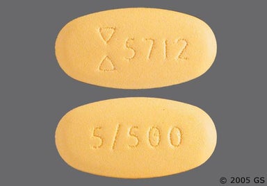 Yellow Oblong LOGO 5712 - Glyburide/Metformin Hydrochloride 5mg-500mg Tablet