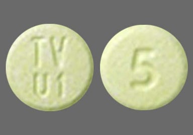 Yellow Round 5 And Tv U1 - Olanzapine 5mg Orally Disintegrating Tablet