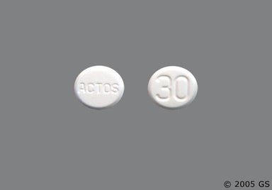 White Round ACTOS - Pioglitazone Hydrochloride 30mg Tablet