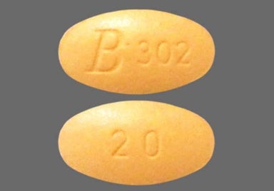 Orange Oval B302 And 20 - Simvastatin 20mg Tablet