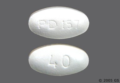 White Oval PD 157 - Atorvastatin Calcium 40mg Tablet