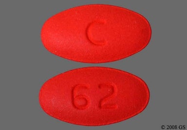 Red Oblong 62 And C - Cefpodoxime Proxetil 200mg Tablet