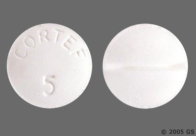 White Round CORTEF 5 - Hydrocortisone 5mg Tablet
