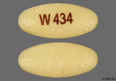 Yellow Oval W 434 - Pantoprazole Sodium 40mg Delayed-Release Tablet