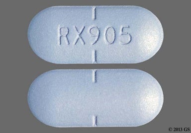 Blue Oblong RX 905 - Valacyclovir Hydrochloride 1g Tablet