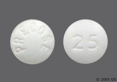 White Round Precose And 25 - Acarbose 25mg Tablet