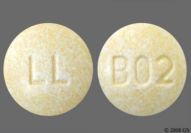 Yellow Round B02 - Lisinopril/Hydrochlorothiazide 20mg-12.5mg Tablet