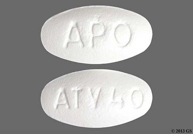 White Oval ATV 40 - Atorvastatin Calcium 40mg Tablet