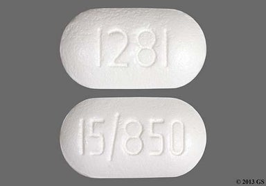 White Oblong 15/850 - Pioglitazone Hydrochloride and Metformin Hydrochloride 15mg-850mg Tablet
