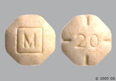 Beige Octagon 20 - Amphetamine/Dextroamphetamine Salts 20mg Tablet