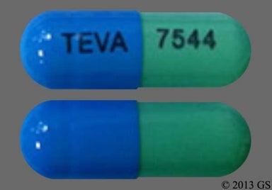 Blue, Green Capsule TEVA 7544 - Duloxetine 60mg Delayed-Release Capsule
