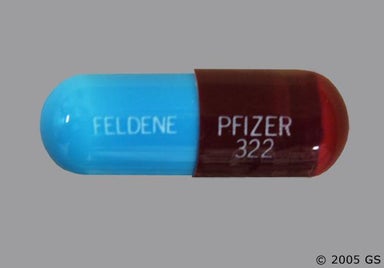 Blue And Maroon Feldene Pfizer 322 - Piroxicam 10mg Capsule