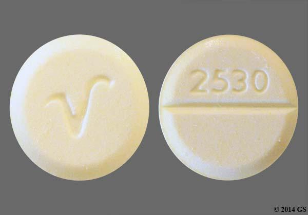 Yellow Round 2530 And V - Clonazepam 0.5mg Tablet.