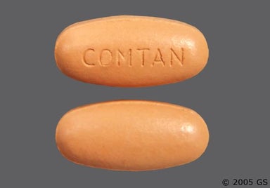 Orange-Brown Oval Comtan - Entacapone 200mg Tablet