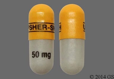Gray And Yellow Upsher-Smith 50 Mg - Topiramate 50mg Extended-Release Capsule (Once-Daily)