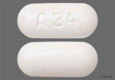 White Oblong A 34 - Cefuroxime Axetil 500mg Tablet