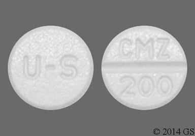 White Round CMZ 200 - Carbamazepine 200mg Tablet