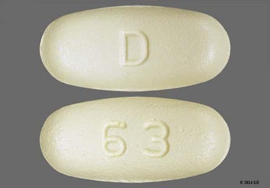 Yellow Oval 63 And D - Clarithromycin 500mg Tablet