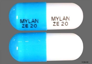 White And Blue Mylan Ze 20 Mylan Ze 20 - Ziprasidone Hydrochloride 20mg Capsule