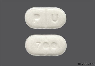 White Oblong P U And 700 - Cabergoline 0.5mg Tablet