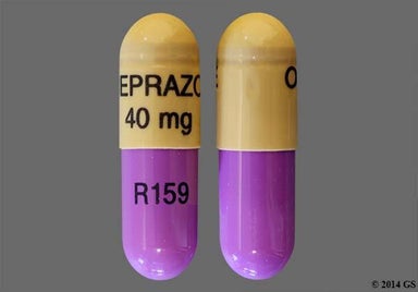 Purple, Yellow Capsule OMEPRAZOLE 40 mg R159 - Omeprazole 40mg Delayed-Release Capsule