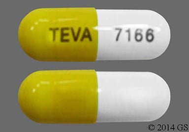 White, Yellow Capsule TEVA 7166 - Celecoxib 200mg Capsule