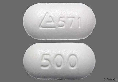 White Oblong LOGO 571 - Metformin Hydrochloride 500mg Extended-Release Tablet