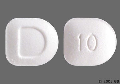 White D-shaped 10 - Dexmethylphenidate Hydrochloride 10mg Tablet