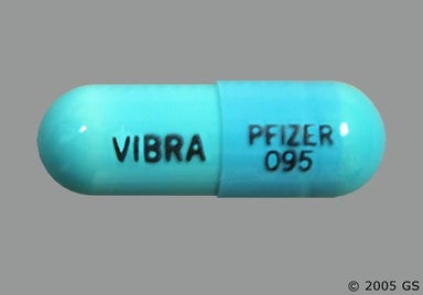 Blue Capsule VIBRA PFIZER 095 - Doxycycline Hyclate 100mg Capsule